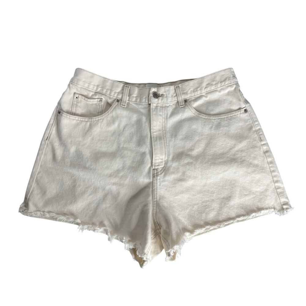 Urban Outfitters BDG Cream Ecru High Waist A-line Denim Jean Shorts‎ Womens 34